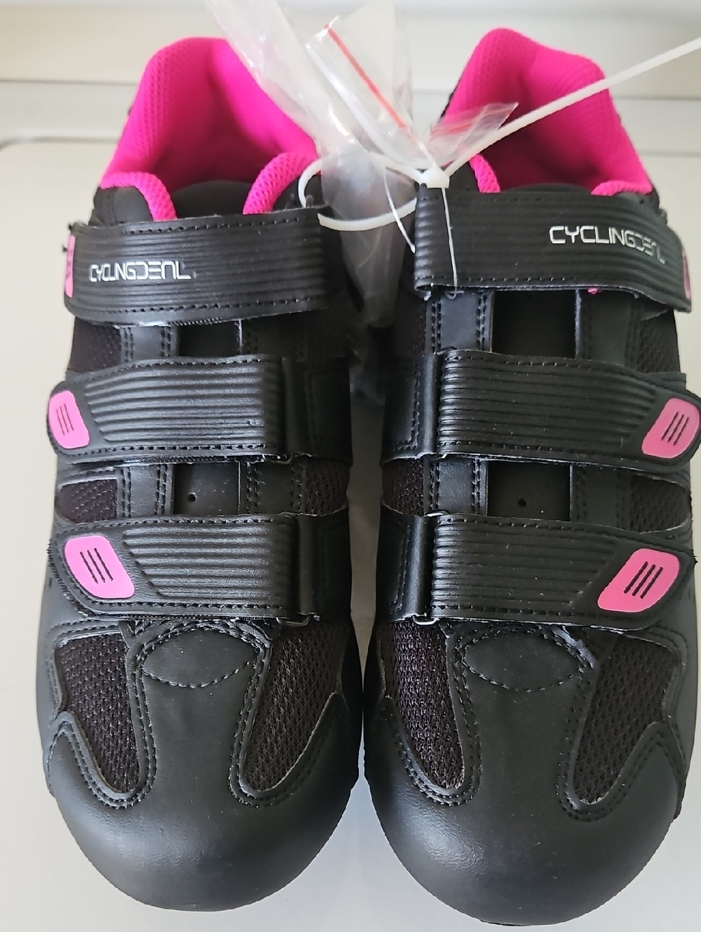 Women's Black Cycling Shoes with Pink Accents